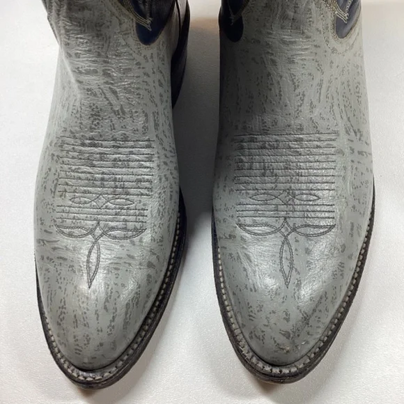 Tony Lama Cowboy Boots Men’s Western Gray Leather with Black Shaft Size 10.5 - Picture 4 of 14
